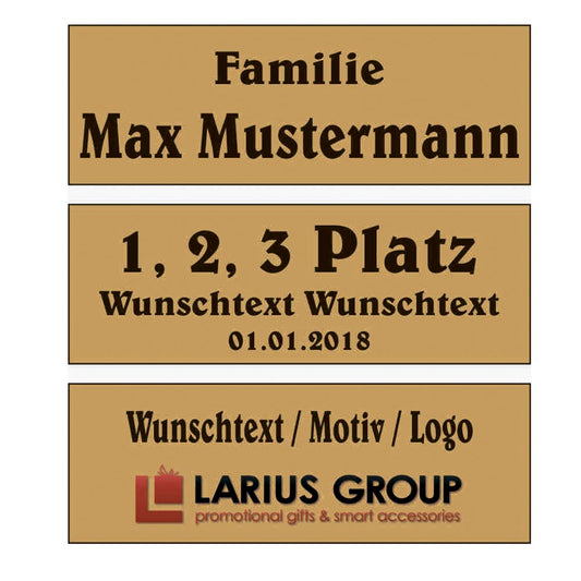Schild mit Standardmaßen –  (Gold, Silber, Weiß)
