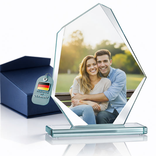 Larius Glas Trophäe mit Foto & Gravur – 210×150mm Personalisierte Auszeichnung inkl. Geschenkbox