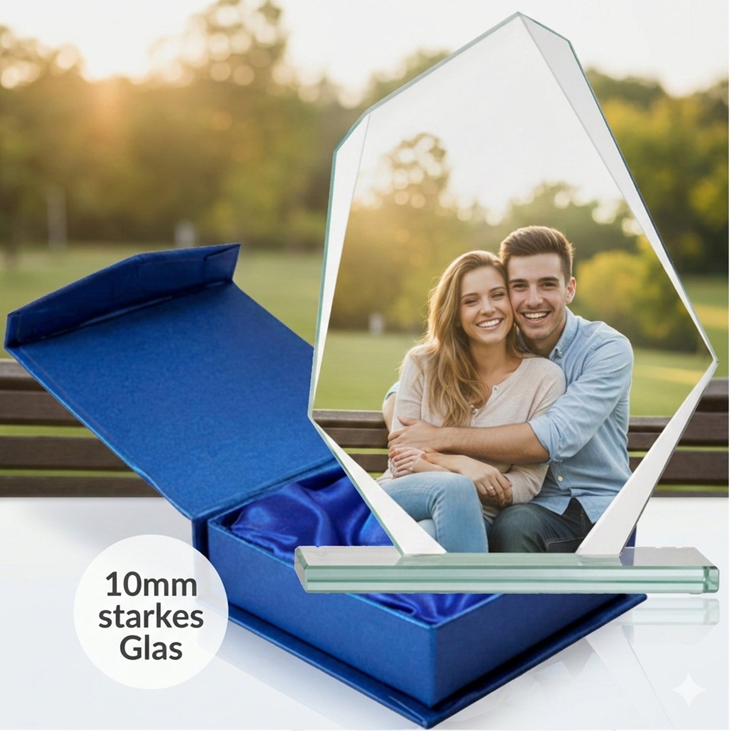 Larius Glas Trophäe mit Foto & Gravur – 210×150mm Personalisierte Auszeichnung inkl. Geschenkbox