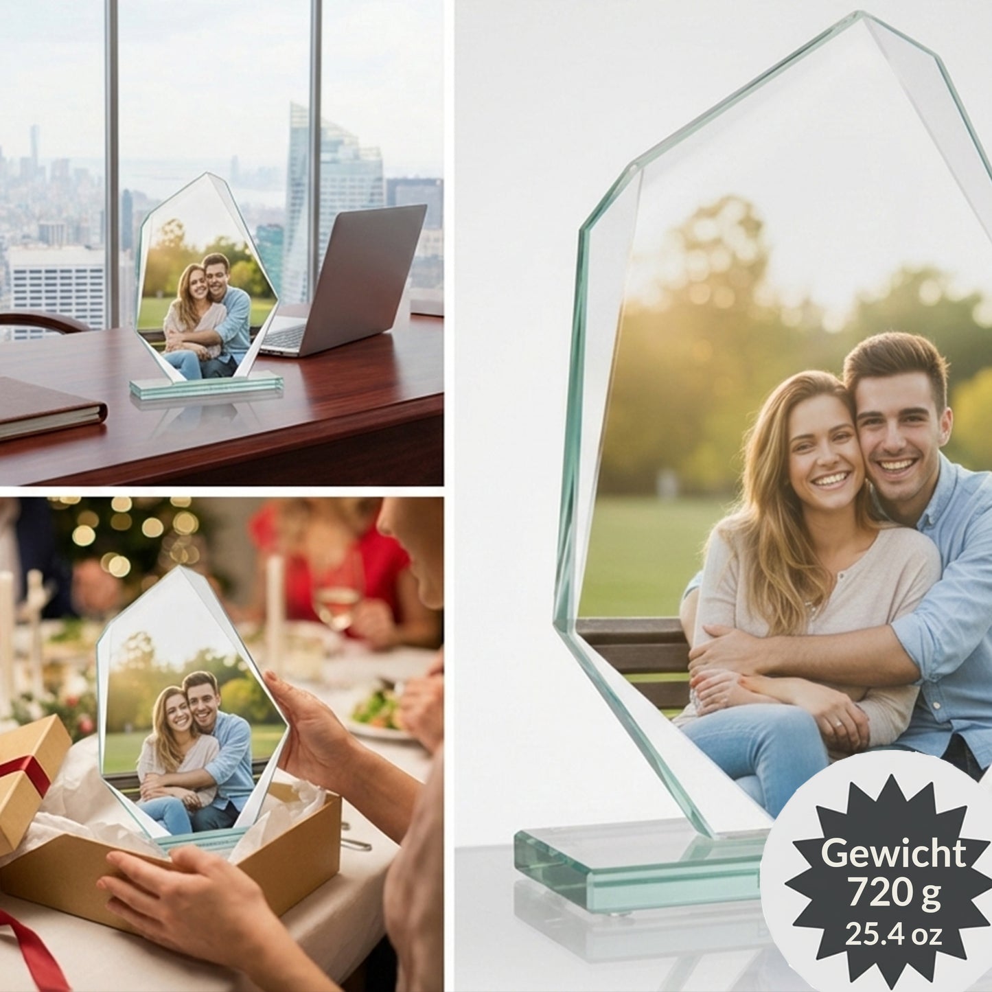 Larius Glas Trophäe mit Foto & Gravur – 210×150mm Personalisierte Auszeichnung inkl. Geschenkbox