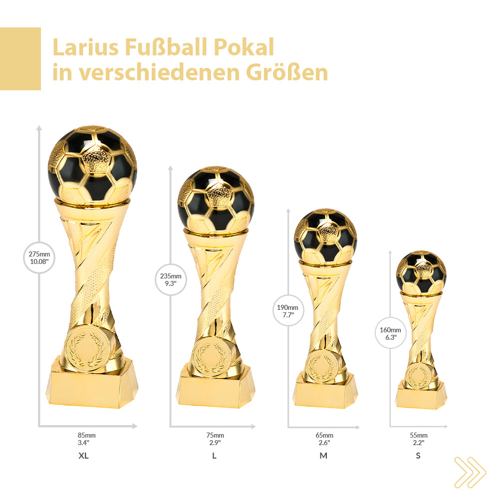 Larius Pokal Ehrenpreis Fußball in Gold und Silber