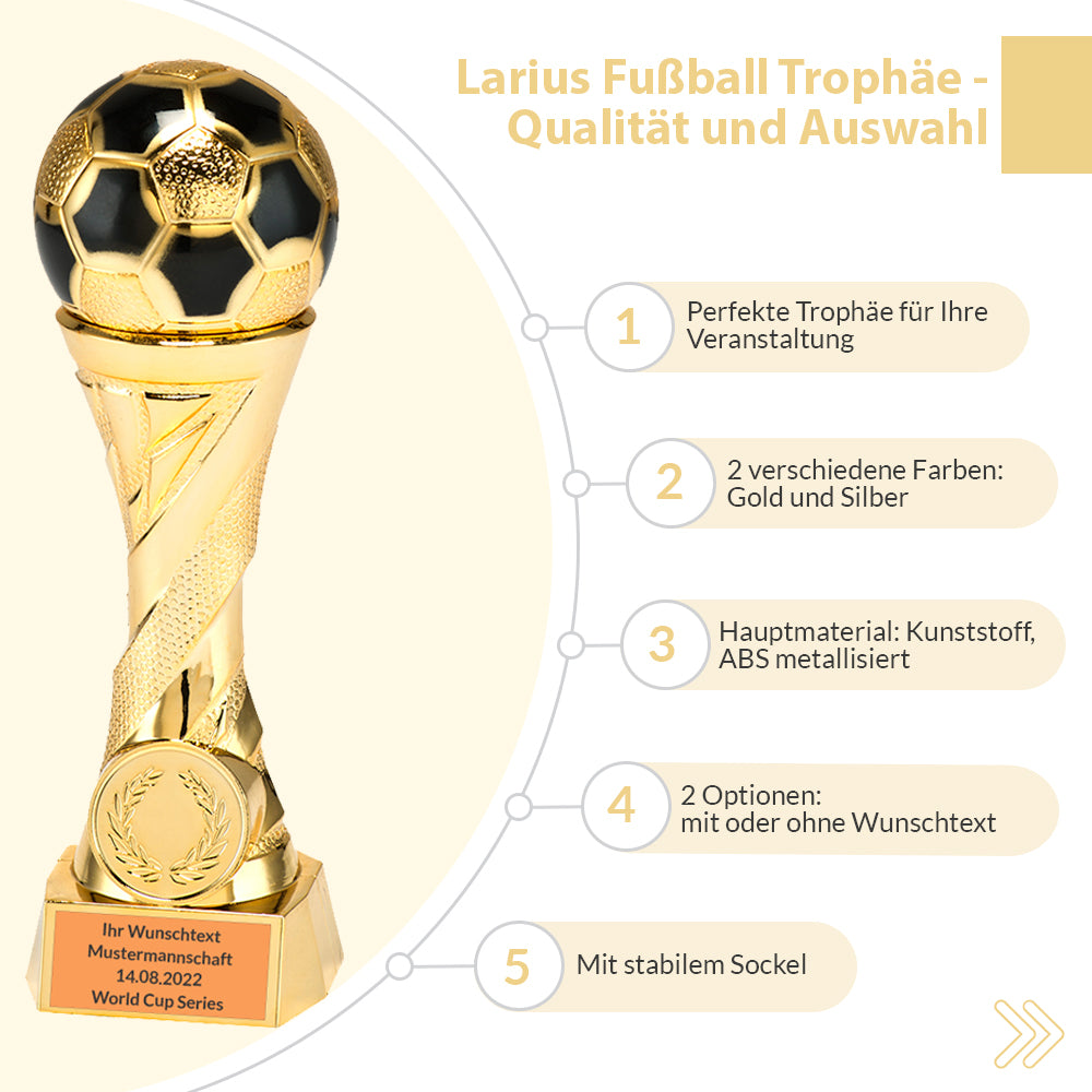Larius Pokal Ehrenpreis Fußball in Gold und Silber