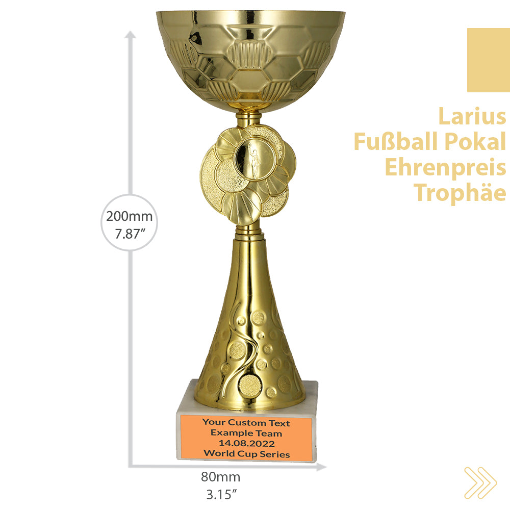 Larius Pokal M2 - (20 cm, 245g) – Personalisierbare Trophäe aus Metall mit Steinsockel