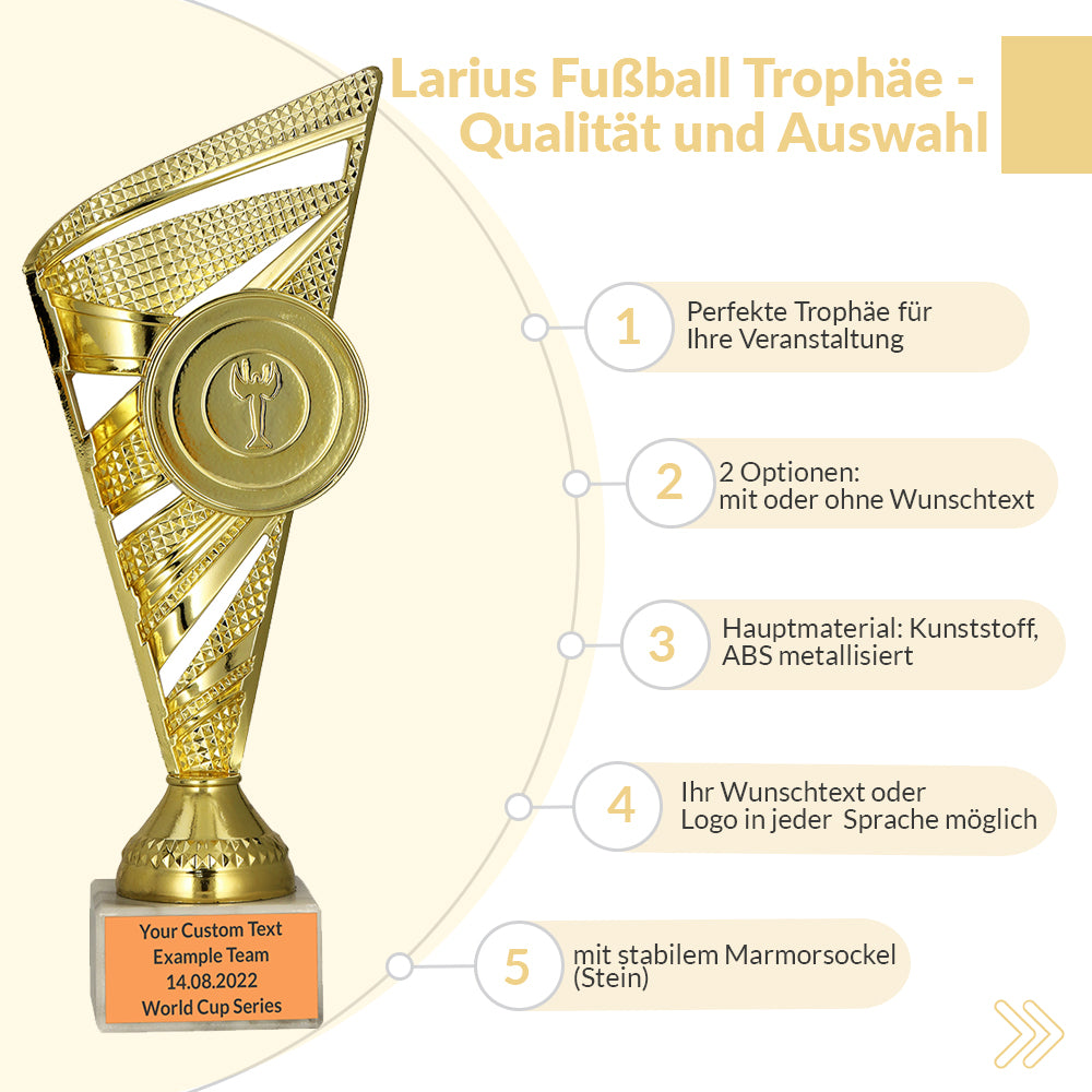 Larius Pokal M1 - (23 cm, 278g) – Personalisierbare Trophäe mit Steinsockel