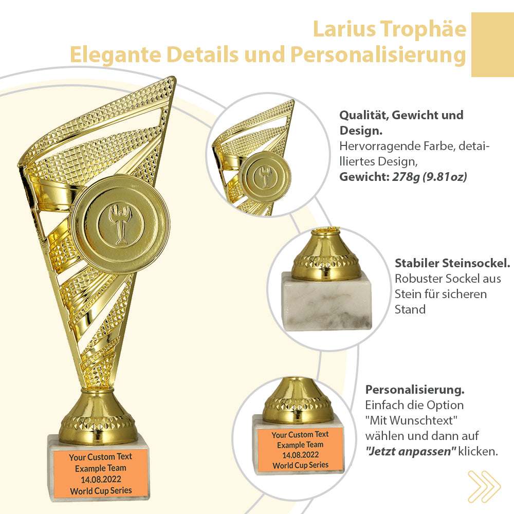 Larius Pokal M1 - (23 cm, 278g) – Personalisierbare Trophäe mit Steinsockel