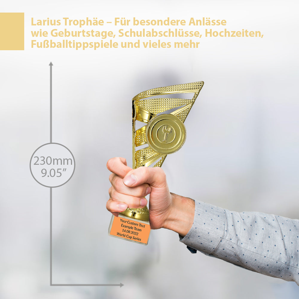 Larius Pokal M1 - (23 cm, 278g) – Personalisierbare Trophäe mit Steinsockel