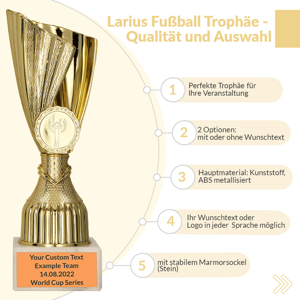 Larius Pokal M3 - (17 cm, 192g) – Personalisierbare Trophäe mit Steinsockel