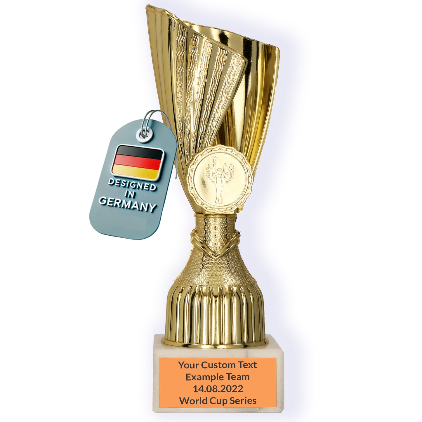 Larius Pokal M3 - (17 cm, 192g) – Personalisierbare Trophäe mit Steinsockel