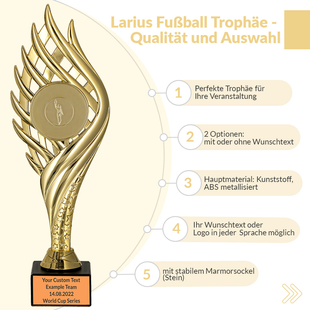 Larius Pokal M4 - (27 cm, 263g) – Personalisierbare Trophäe mit Steinsockel