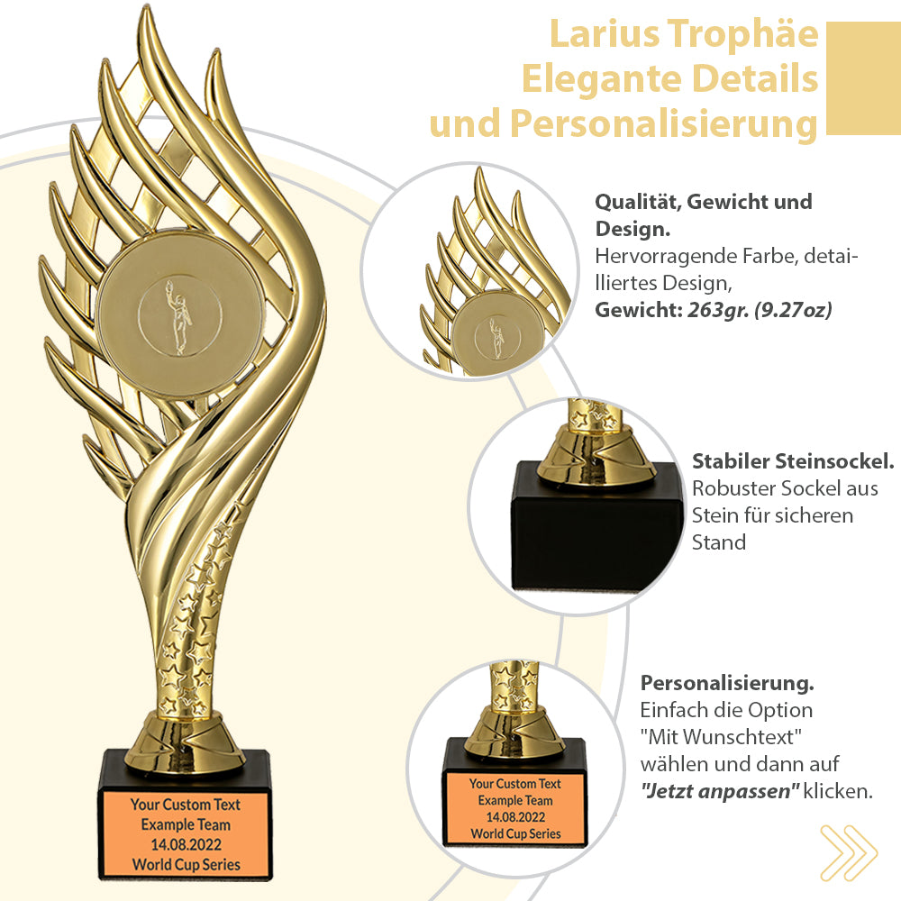 Larius Pokal M4 - (27 cm, 263g) – Personalisierbare Trophäe mit Steinsockel