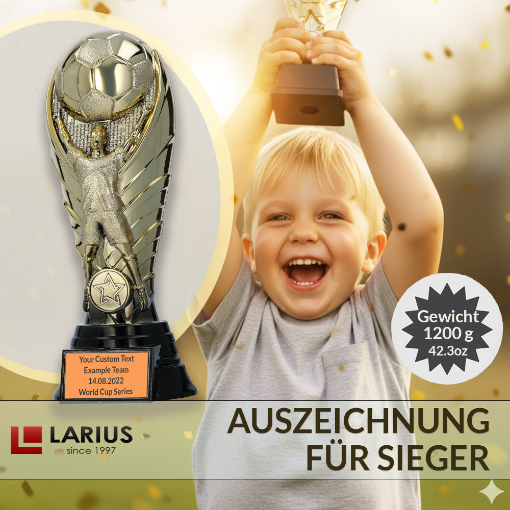Larius Premium Fußball Pokal 25 cm (Gewicht 1,2 kg) – Siegerpokal F1