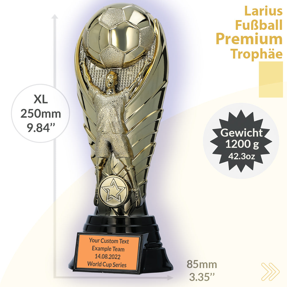 Larius Premium Fußball Pokal 25 cm (Gewicht 1,2 kg) – Siegerpokal F1
