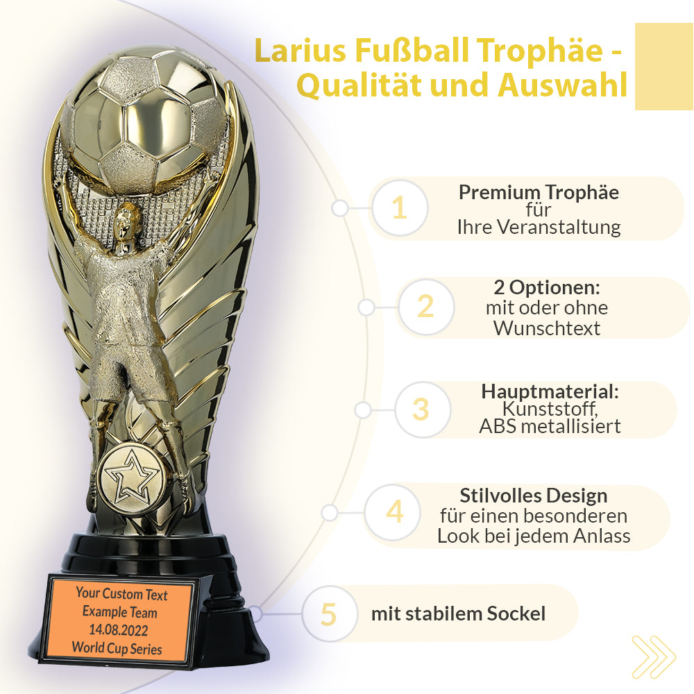 Larius Premium Fußball Pokal 25 cm (Gewicht 1,2 kg) – Siegerpokal F1