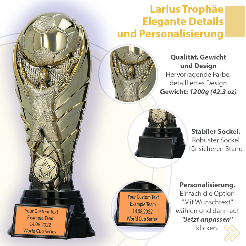 Larius Premium Fußball Pokal 25 cm (Gewicht 1,2 kg) – Siegerpokal F1