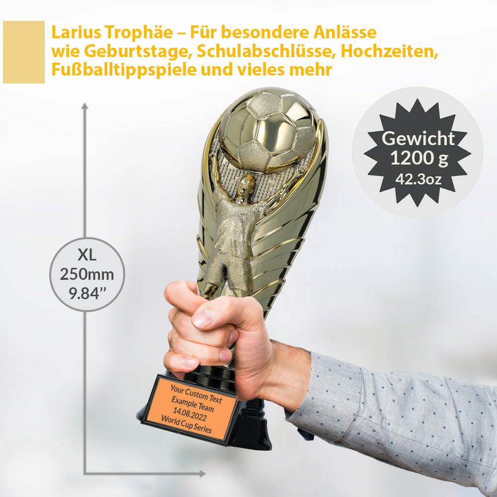 Larius Premium Fußball Pokal 25 cm (Gewicht 1,2 kg) – Siegerpokal F1