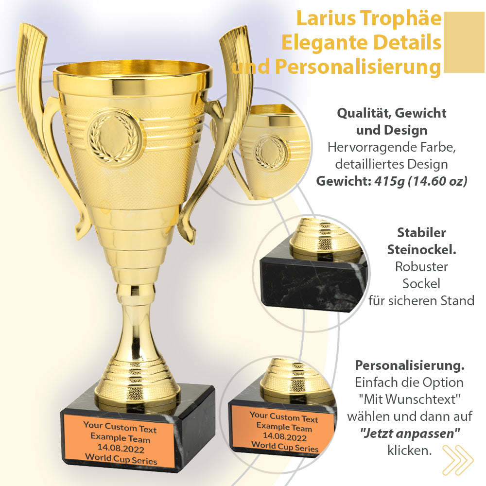 Larius Pokal B3 - (22cm, 415g) – universelle Trophäe mit Marmorsockel