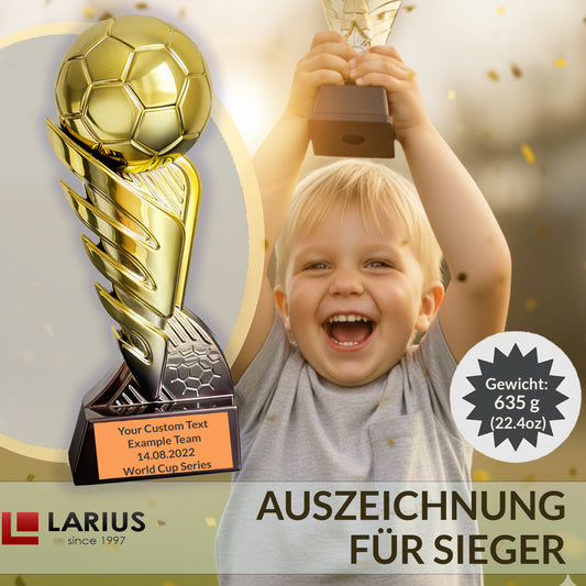 Larius Fußball Pokal S3 - (21,5 cm, 635 g) - Siegerpokal für Turniere