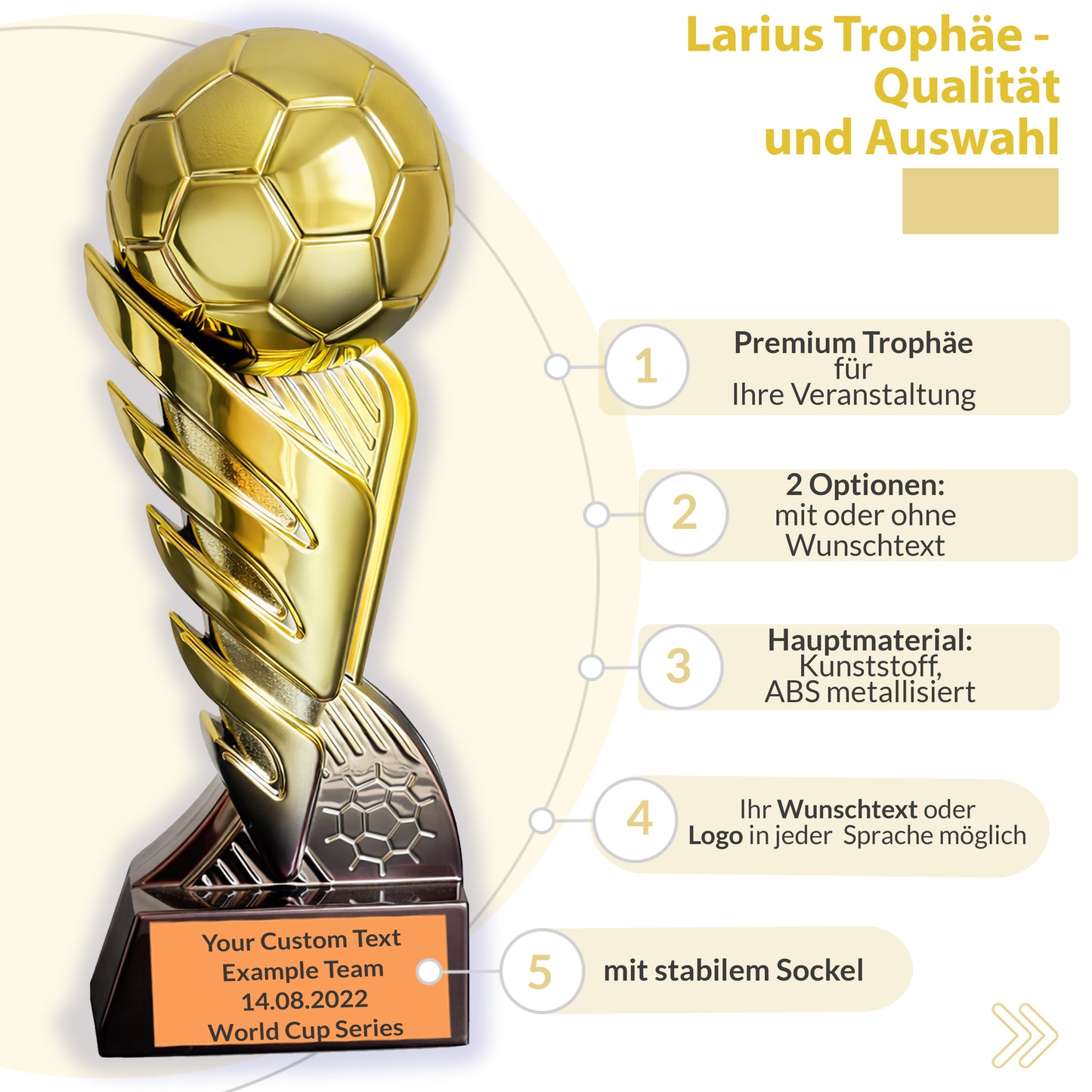 Larius Fußball Pokal S3 - (21,5 cm, 635 g) - Siegerpokal für Turniere