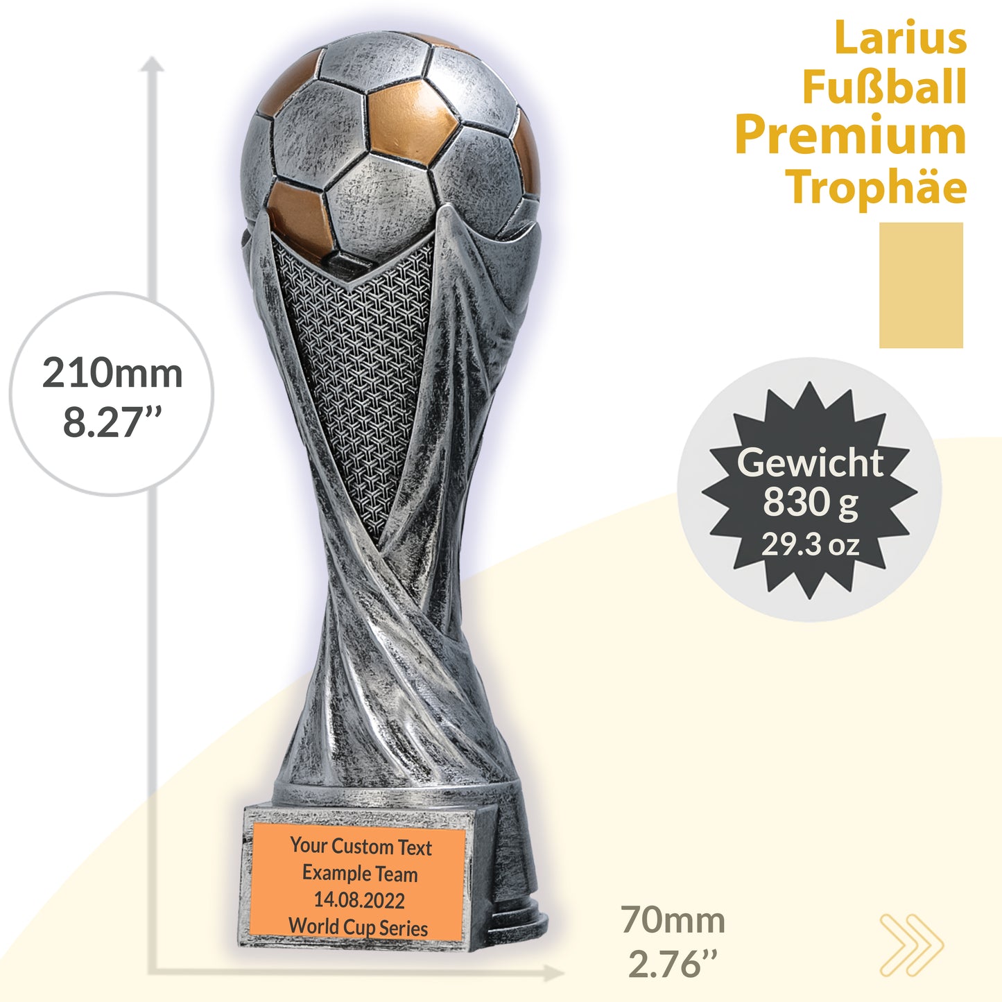 Larius Fußballpokal Resin (15–21 cm; 300–830 g) –  1–3 Plätze – M5