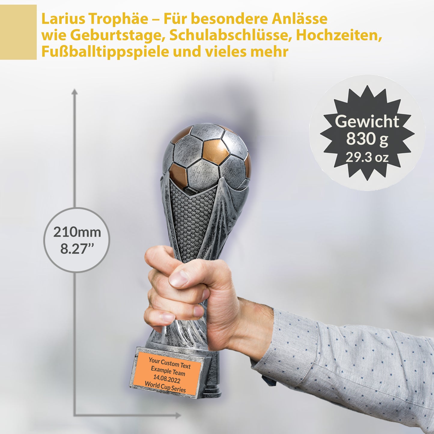 Larius Fußballpokal Resin (15–21 cm; 300–830 g) –  1–3 Plätze – M5