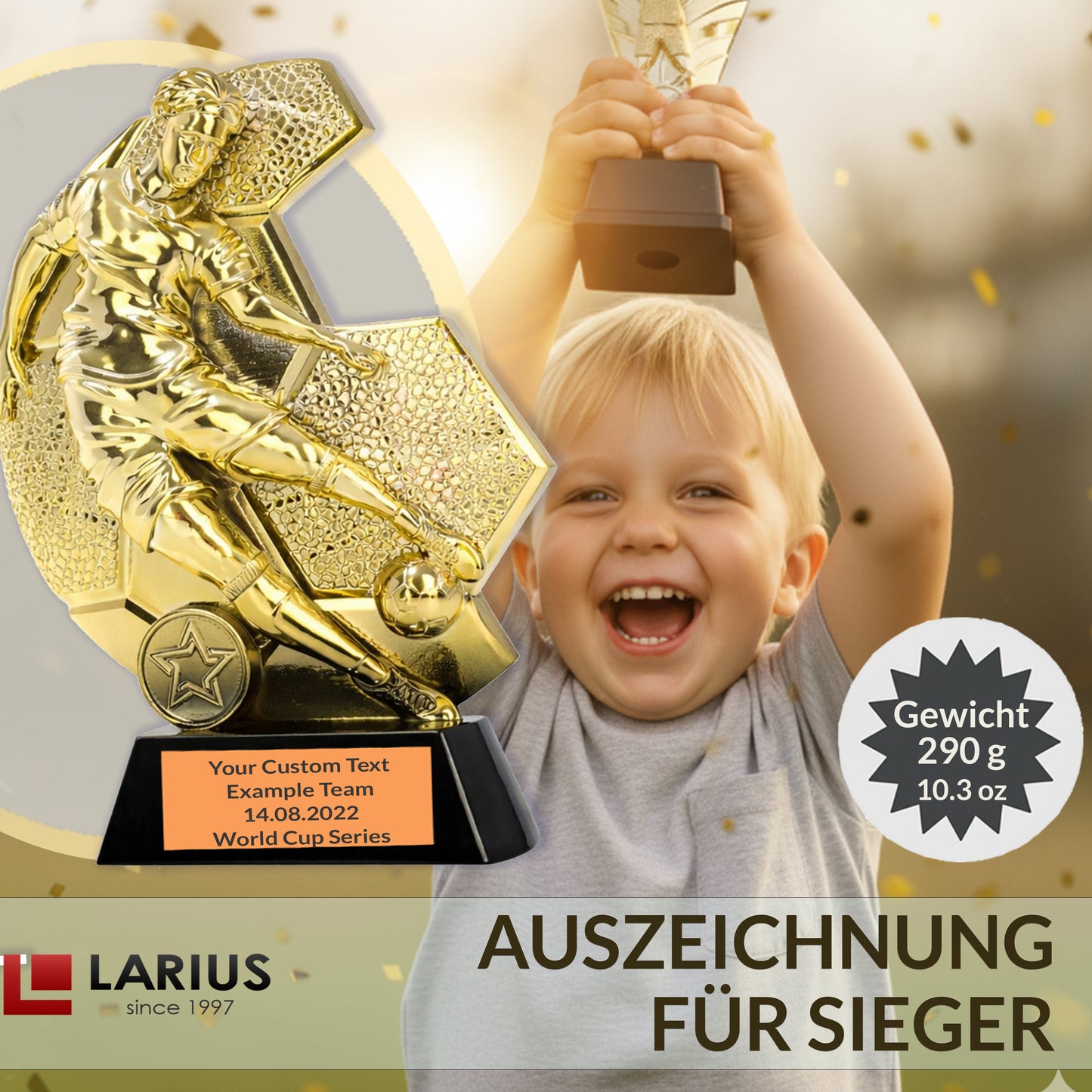 Larius Fußballpokal (14,5 cm, 290g)  – Turnier, MVP, Auszeichnung - F5
