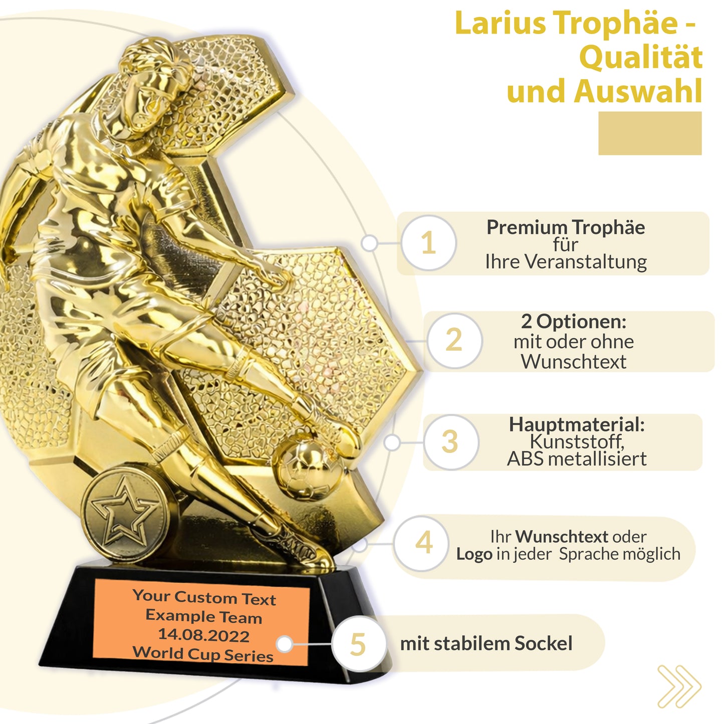 Larius Fußballpokal (14,5 cm, 290g)  – Turnier, MVP, Auszeichnung - F5