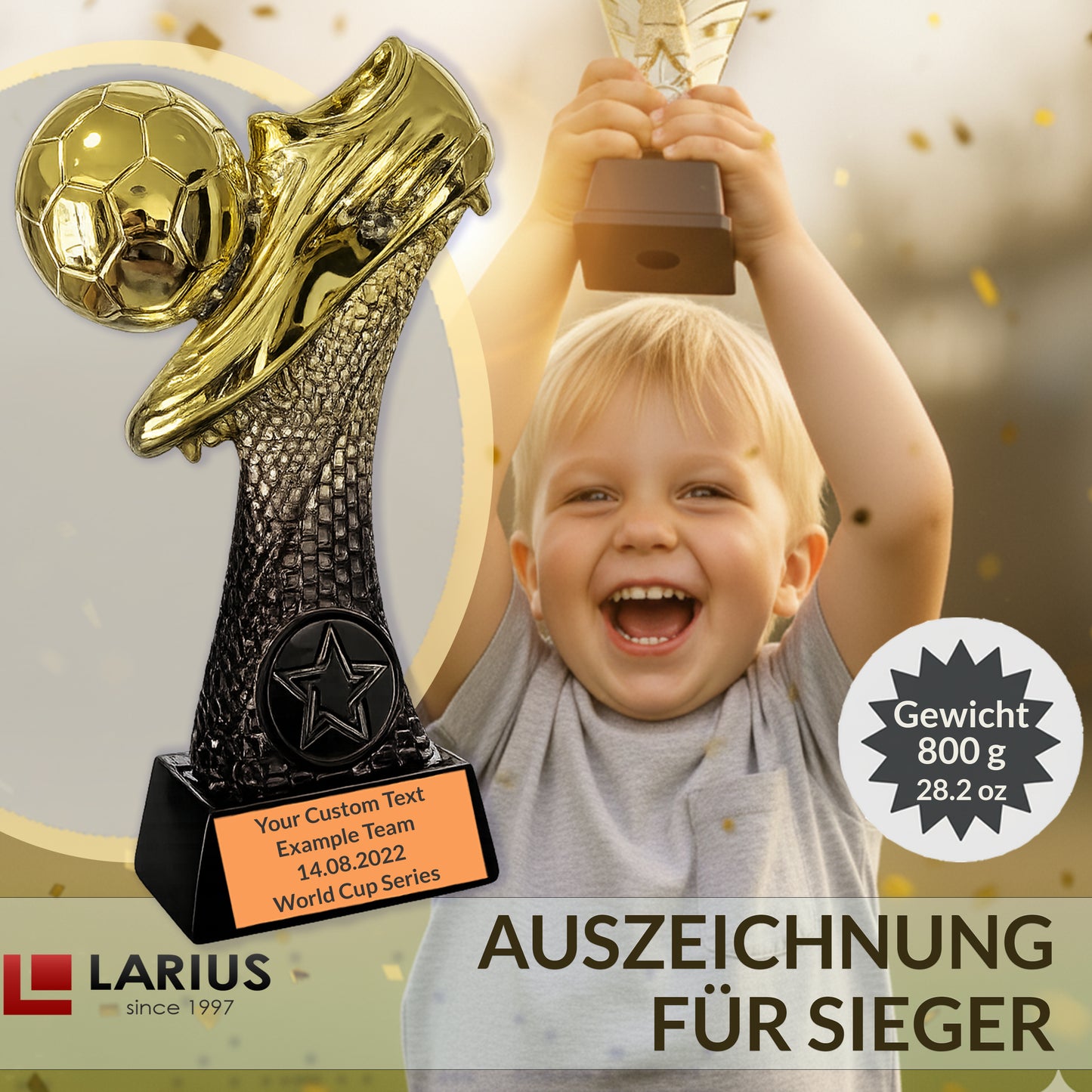 Larius Fußball Trophäe 16–21.5 cm (300–800 g) - MVP, Auszeichnung - F6