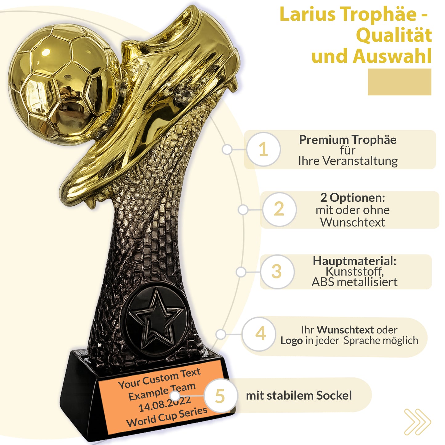 Larius Fußball Trophäe 16–21.5 cm (300–800 g) - MVP, Auszeichnung - F6