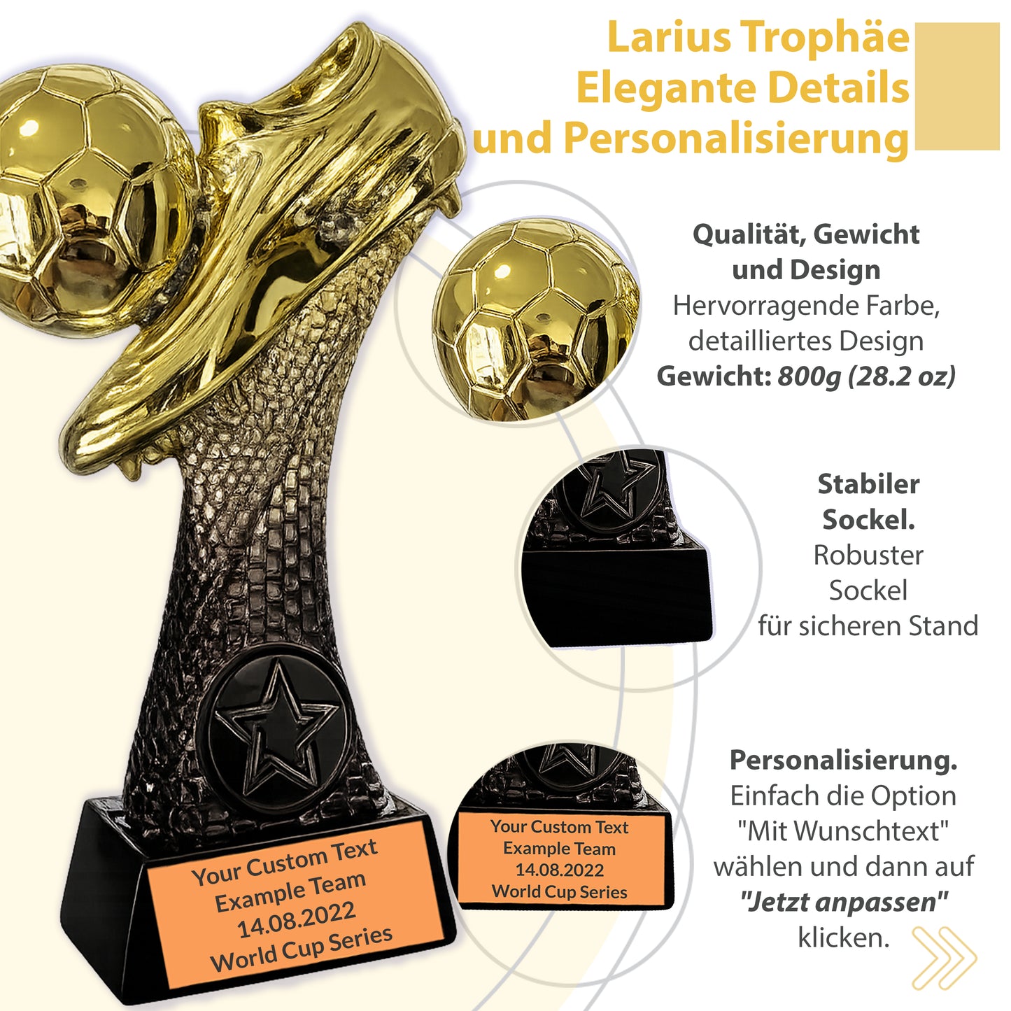 Larius Fußball Trophäe 16–21.5 cm (300–800 g) - MVP, Auszeichnung - F6