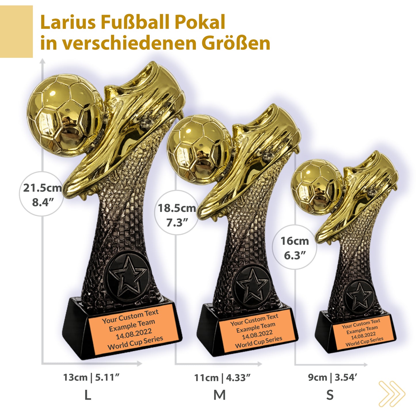 Larius Fußball Trophäe 16–21.5 cm (300–800 g) - MVP, Auszeichnung - F6