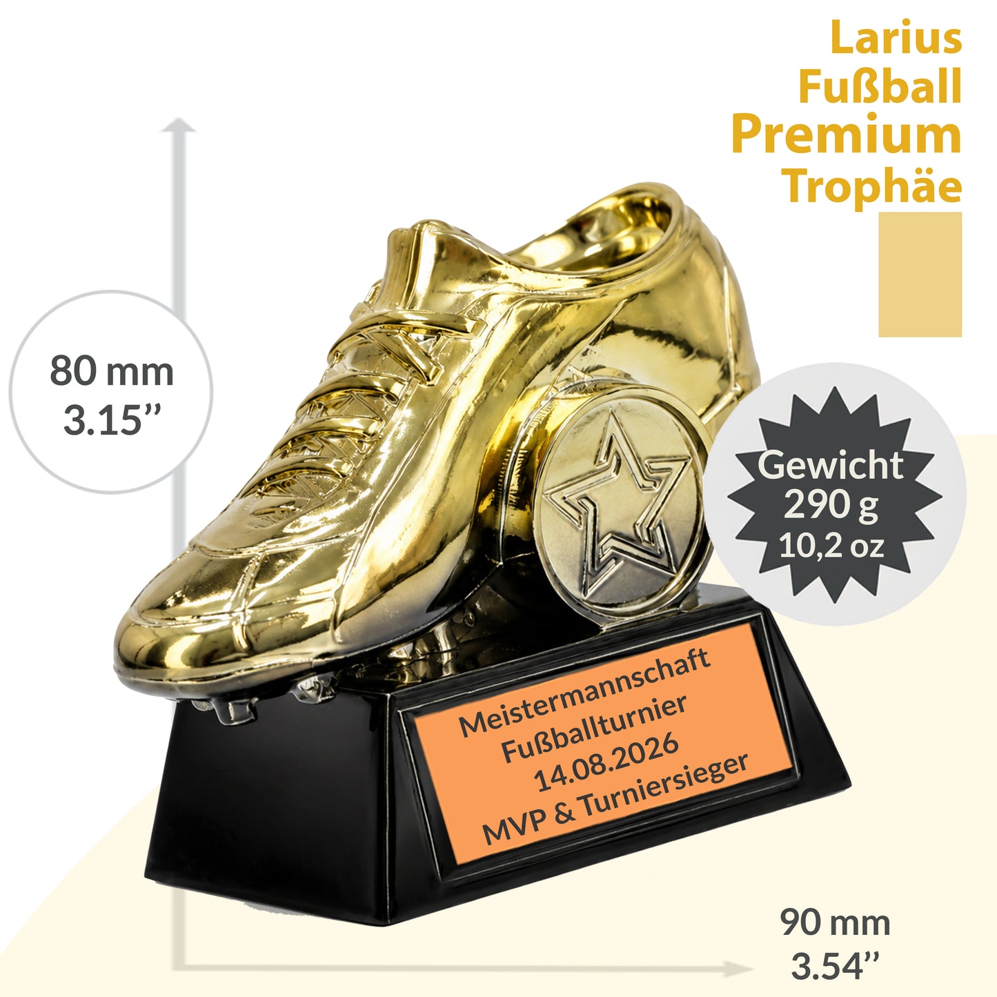 Larius Goldener Fußballschuh Pokal (8 cm, 290 g) – F7