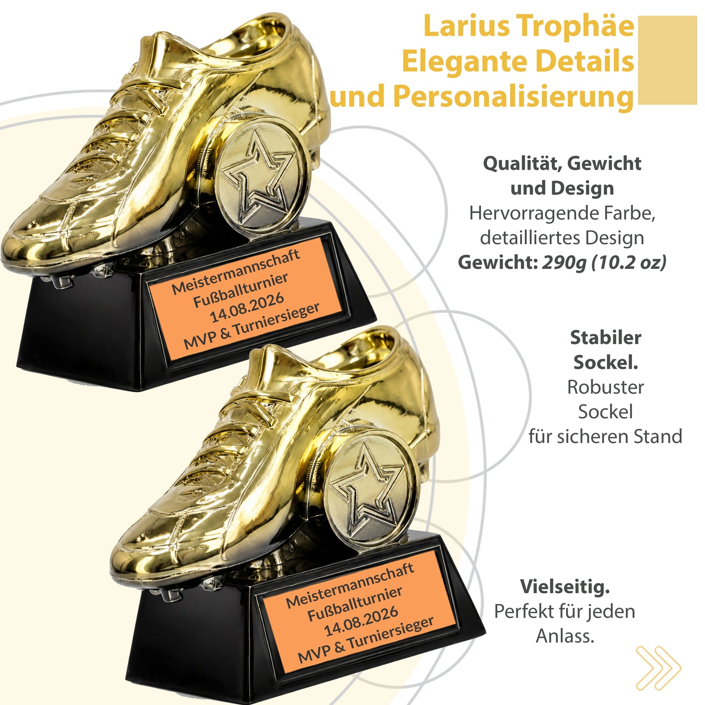 Larius Goldener Fußballschuh Pokal (8 cm, 290 g) – F7