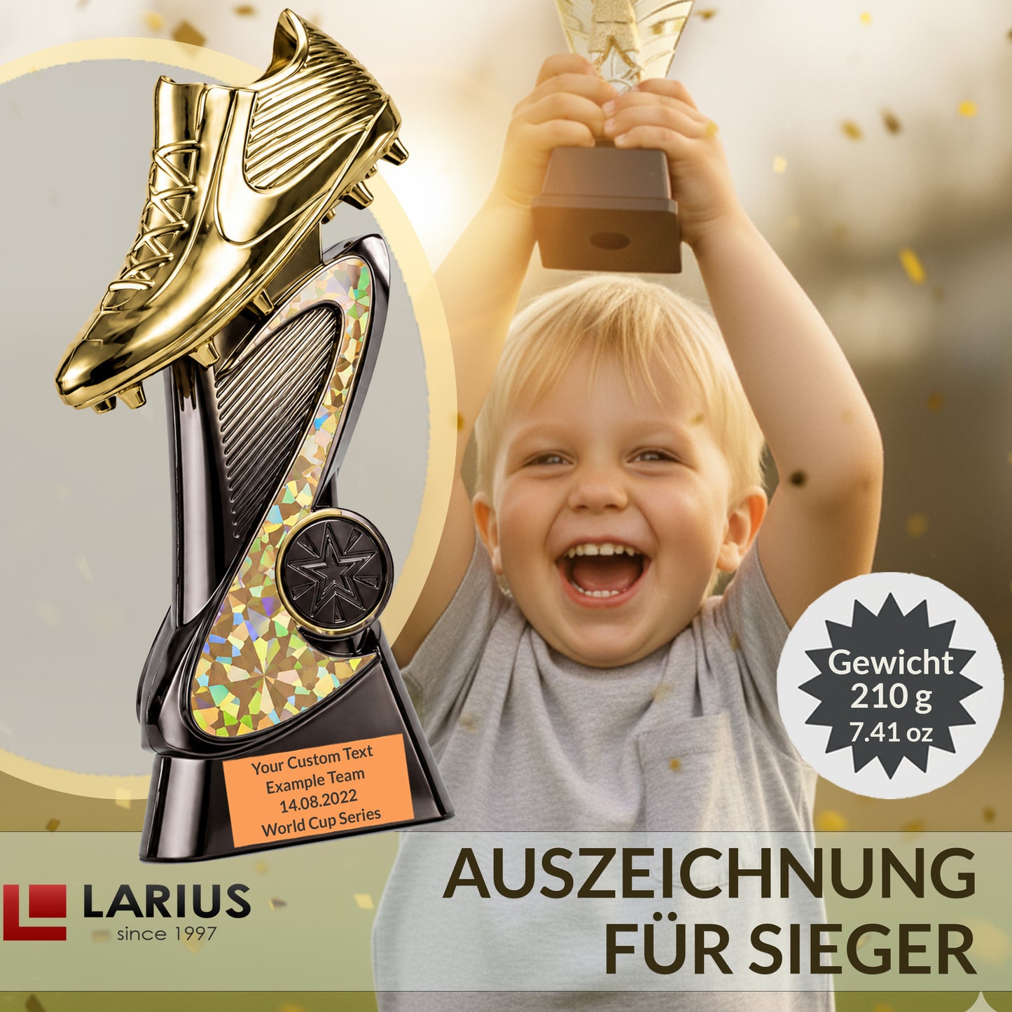 Larius Pokal (15.5 cm, 210 g) – Auszeichnung für Torschützenkönig & Turniersieger – F8