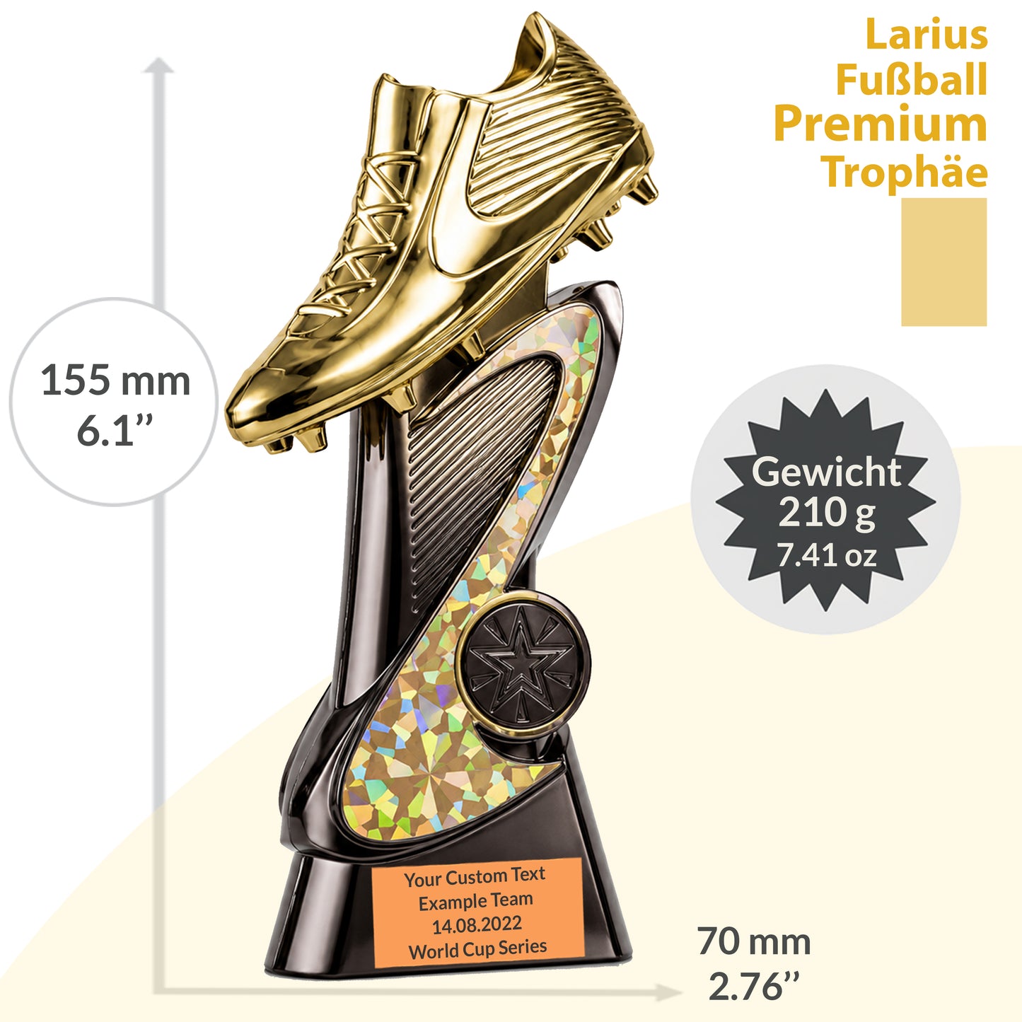 Larius Pokal (15.5 cm, 210 g) – Auszeichnung für Torschützenkönig & Turniersieger – F8