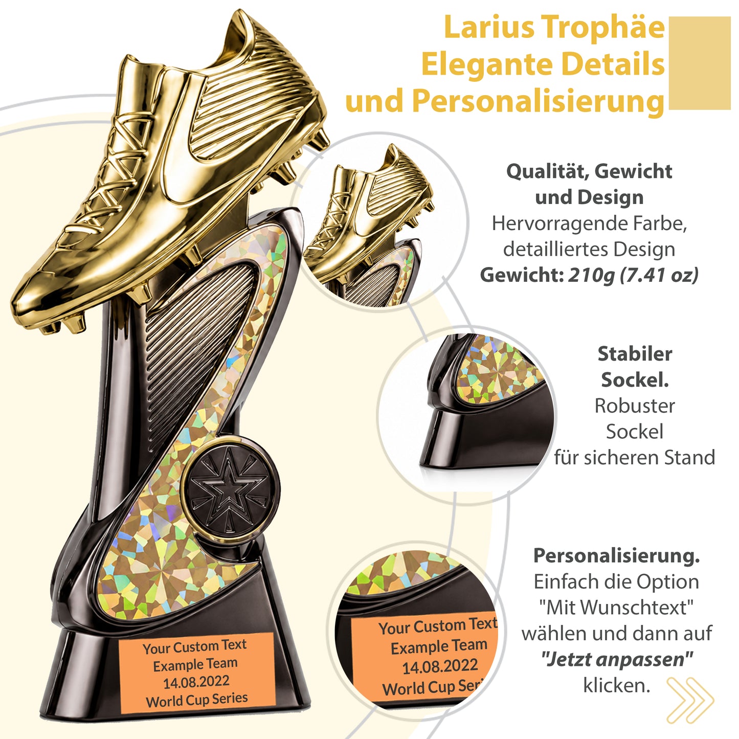 Larius Pokal (15.5 cm, 210 g) – Auszeichnung für Torschützenkönig & Turniersieger – F8