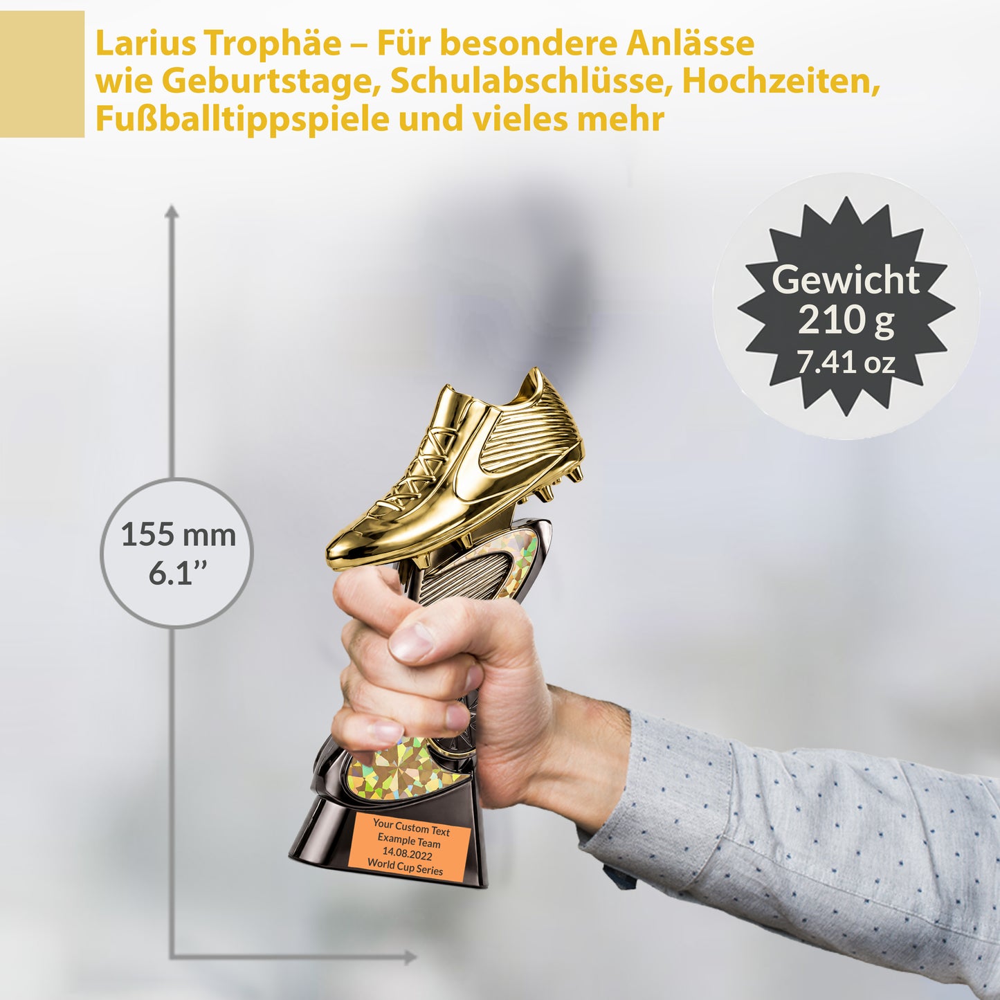 Larius Pokal (15.5 cm, 210 g) – Auszeichnung für Torschützenkönig & Turniersieger – F8