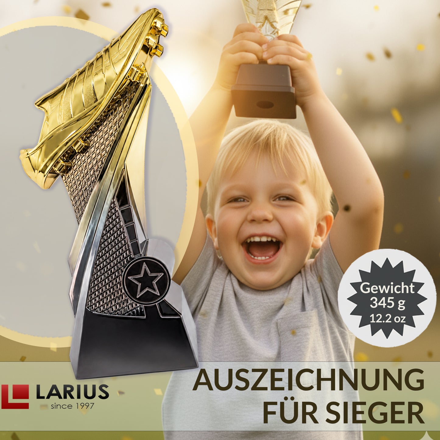 Larius Pokal (20 cm, 345 g) – Auszeichnung für Torschützenkönig & Turniersieger – F9