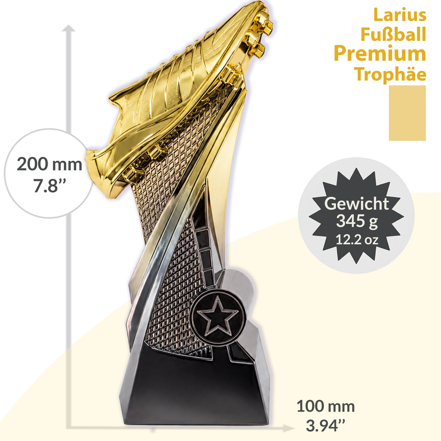 Larius Pokal (20 cm, 345 g) – Auszeichnung für Torschützenkönig & Turniersieger – F9