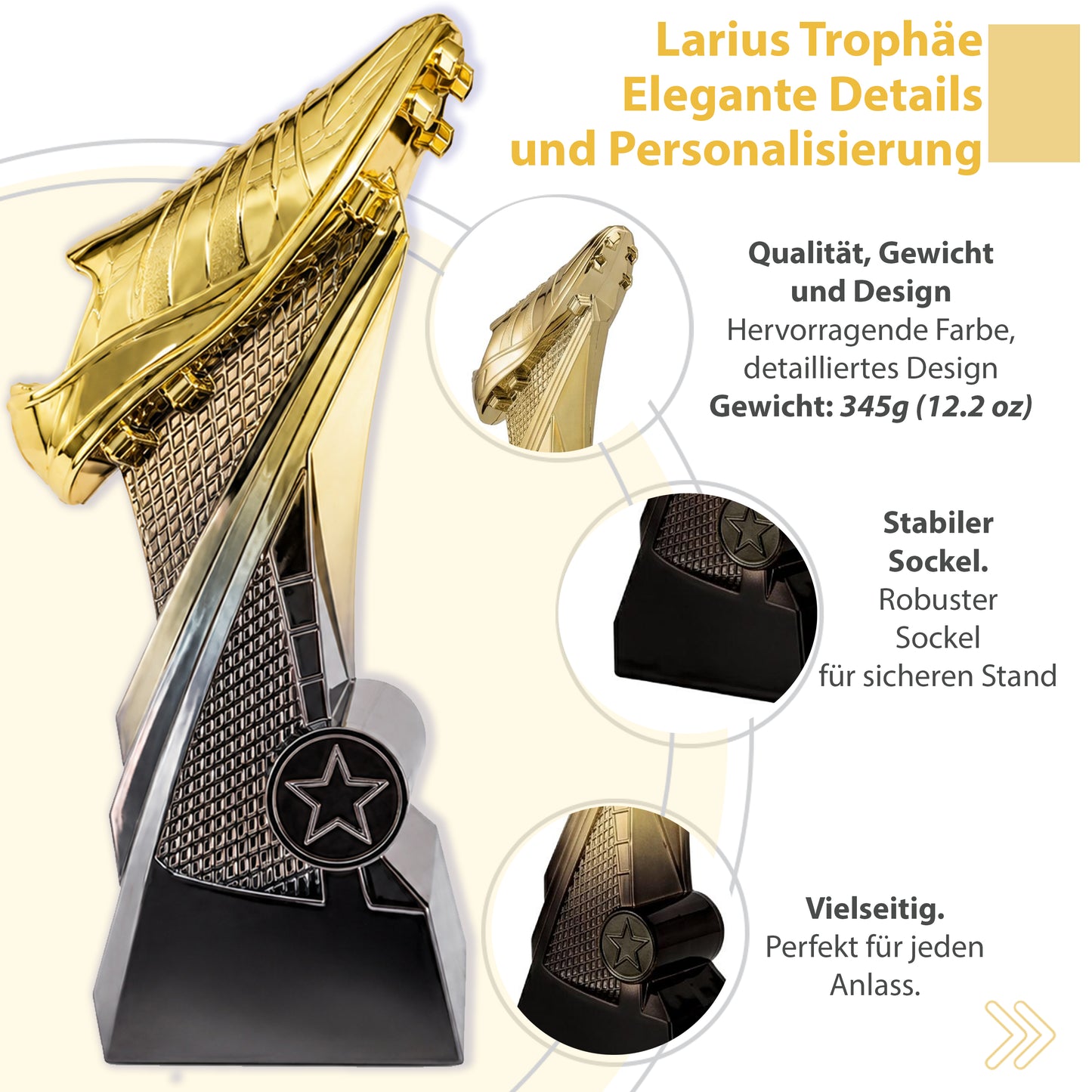Larius Pokal (20 cm, 345 g) – Auszeichnung für Torschützenkönig & Turniersieger – F9