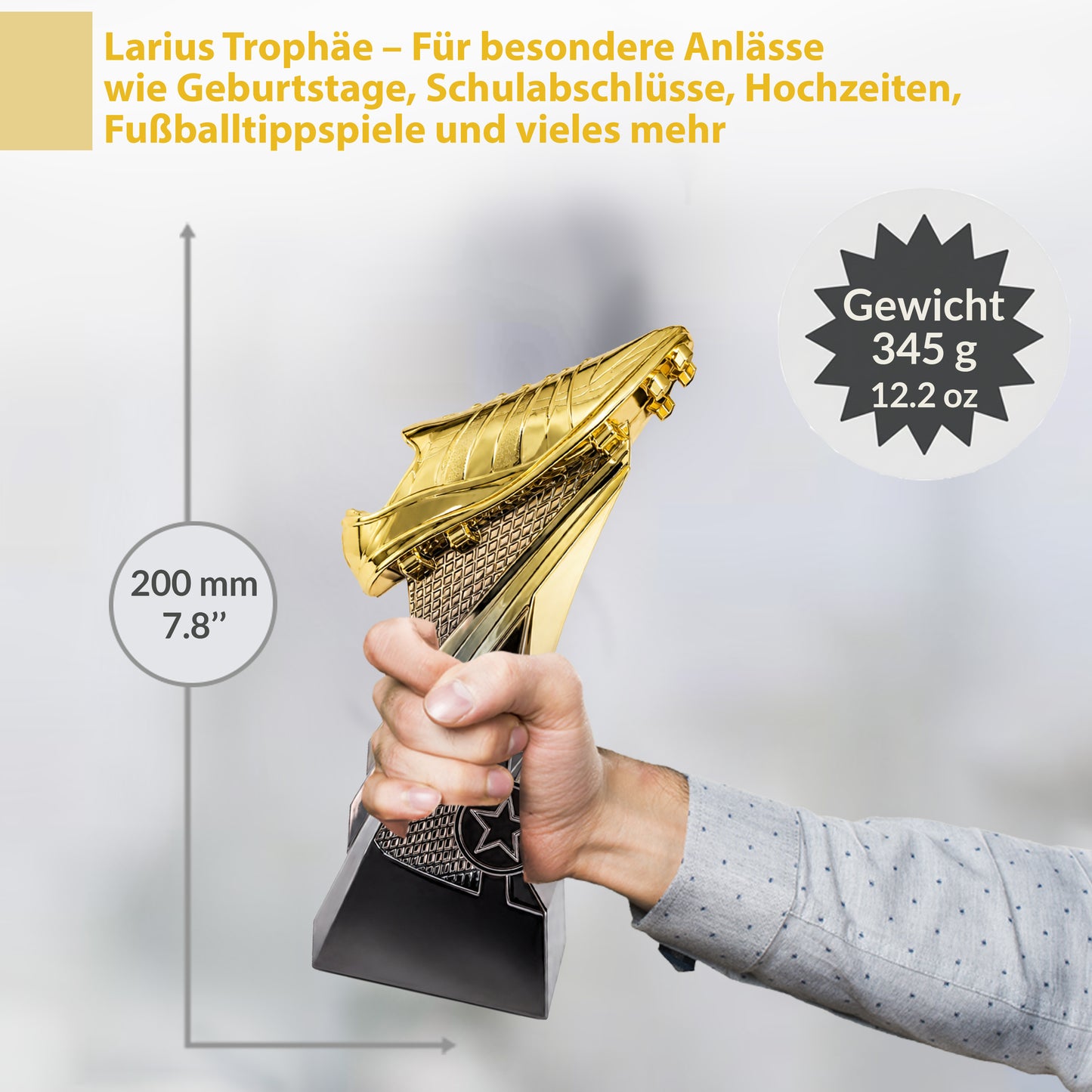 Larius Pokal (20 cm, 345 g) – Auszeichnung für Torschützenkönig & Turniersieger – F9