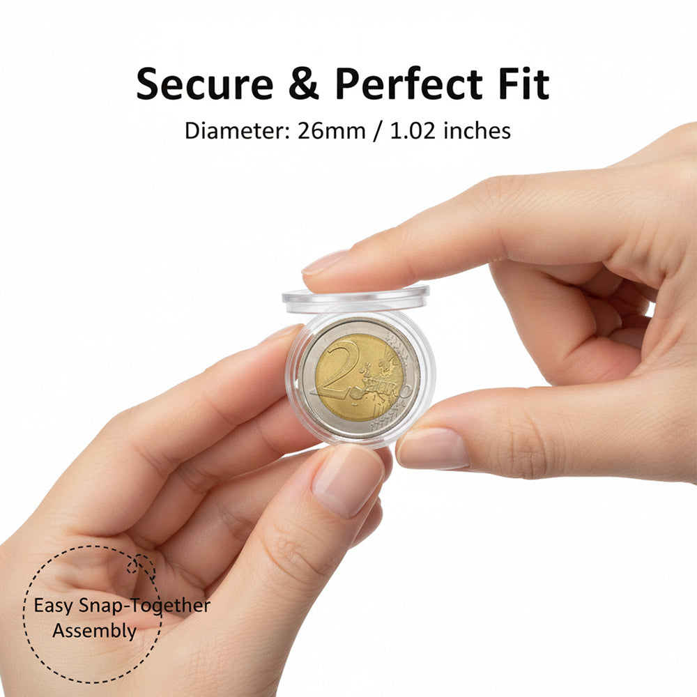 Larius Münzkapseln 26mm für 2 Euro Münzen (100 Stück)