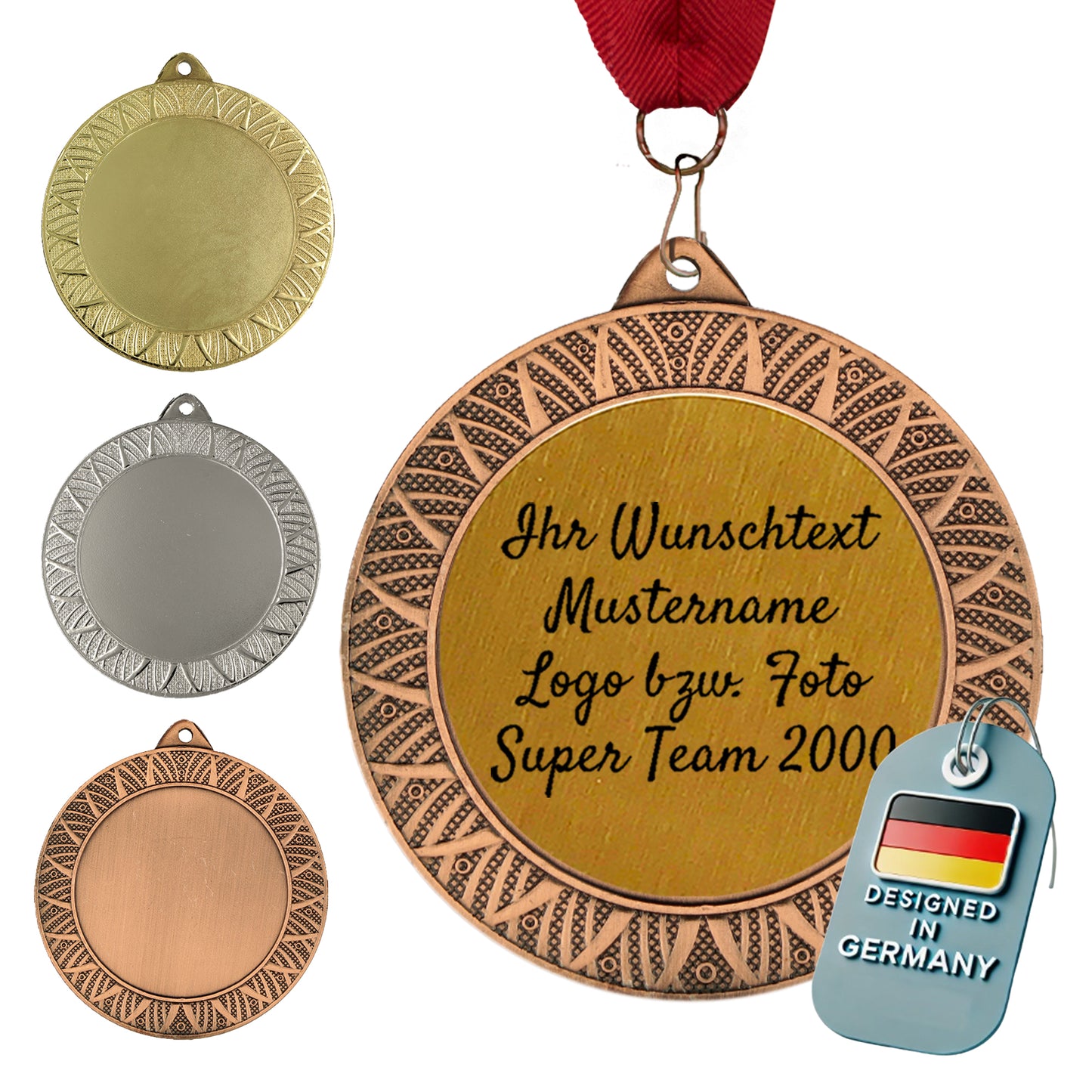 Larius Premium Medaille aus Metall (Ø70 mm, 95 g, 3 mm dick) – mit Wunschtext
