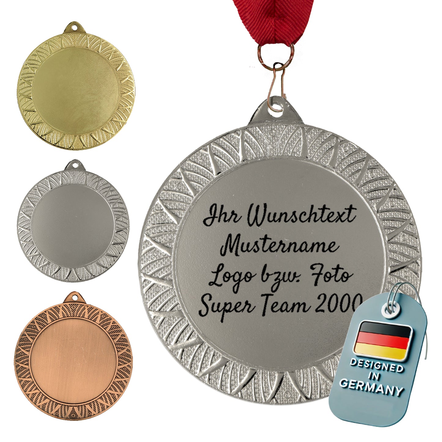 Larius Premium Medaille aus Metall (Ø70 mm, 95 g, 3 mm dick) – mit Wunschtext